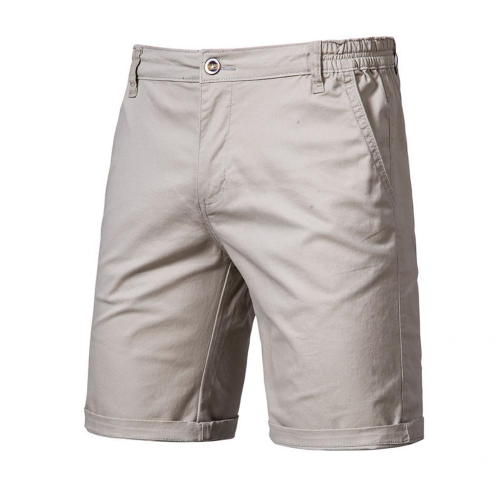 Stylish Shorts Mid Waist All-match Elastic Waist Men Slim Shorts  Casual Social Shorts Streetwear