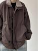 Herren Japanische Retro Lammwolle Warme Baumwolljacke - Winter Lockerer Schnitt, Samt Verdickt, Stehkragen Oberbekleidung