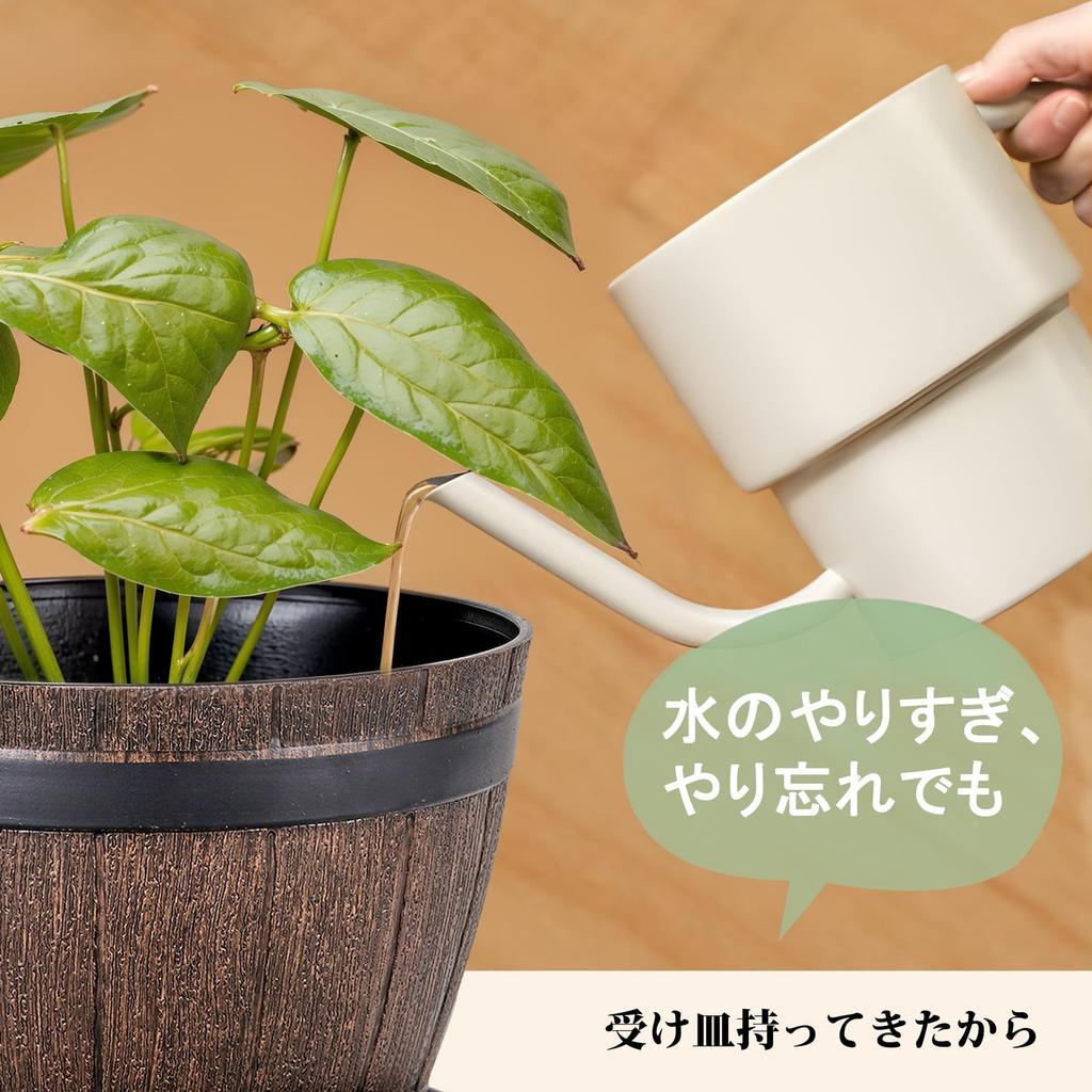 VECELO Planter Set (2 Pots): 19cm Wide X 14cm High. Plastic Planter with Saucer and Drainage Holes. Stylish Design for Succulents, Houseplants, and Ot