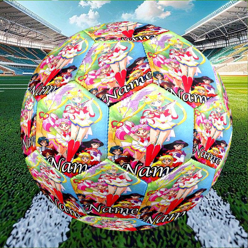 Custom Name Personalized Sailor Moon Print Size 5 Soccer Ball Training & Match Football, for Team, Kicking, Gift for Football Enthusiasts