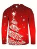 Men Christmas Tree Long Sleeve Pajamas Warm Mesh Autumn Winter Base Top