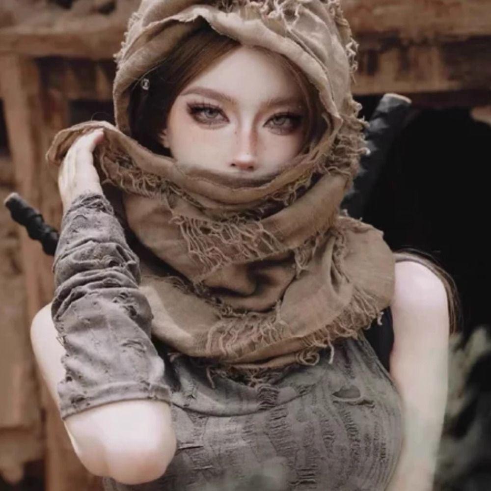 Fashion Medieval Style Medieval Cloak With Viking Brooch Beggar Style Hooded Shawl Scarf Scarf Cape Cosplay