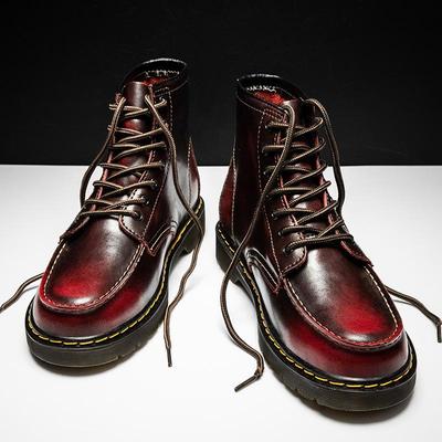 2026 Autumn and Winter Men's New Cowhide Martin Boots Men's High-top British Wind Locomotive Velvet Trendy Tooling Boots
