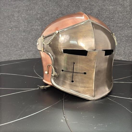 Two-color Barbuta Helmet Medieval 18g Knight Steel Helmet LARP Halloween Cosplay Costume Wearable
