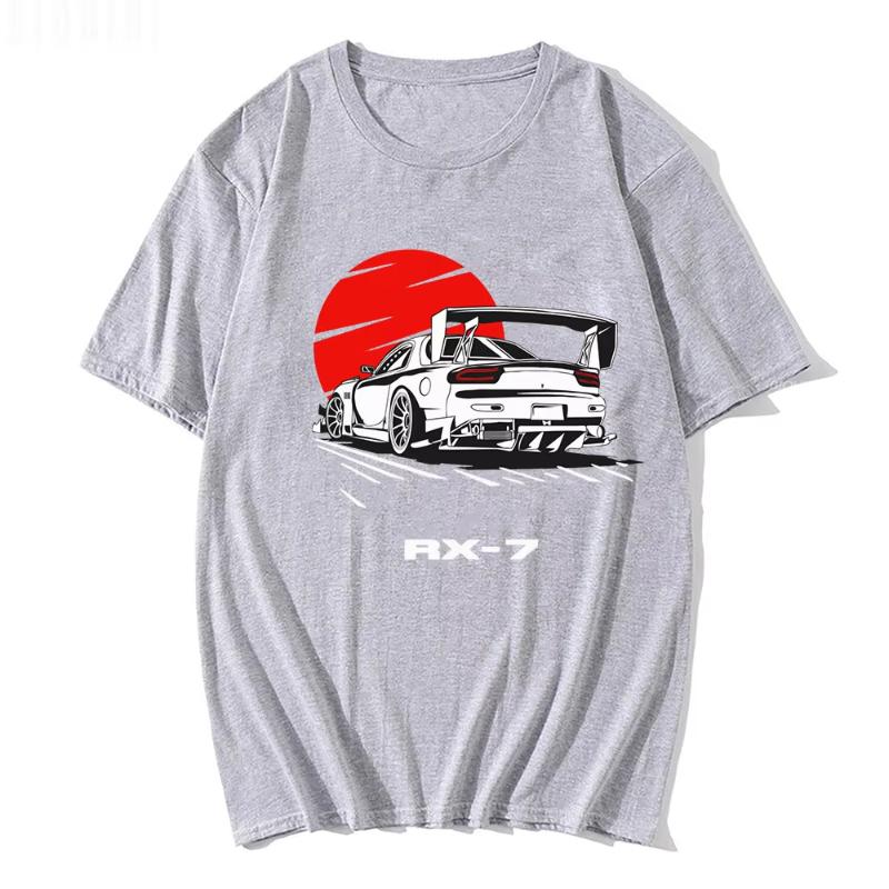 JDM T Shirt Car Drift RX7 Sundown Tops Male Manga Print Summer Casual Graphic Tee EU Size Japanese Style Unisex Harajuku
