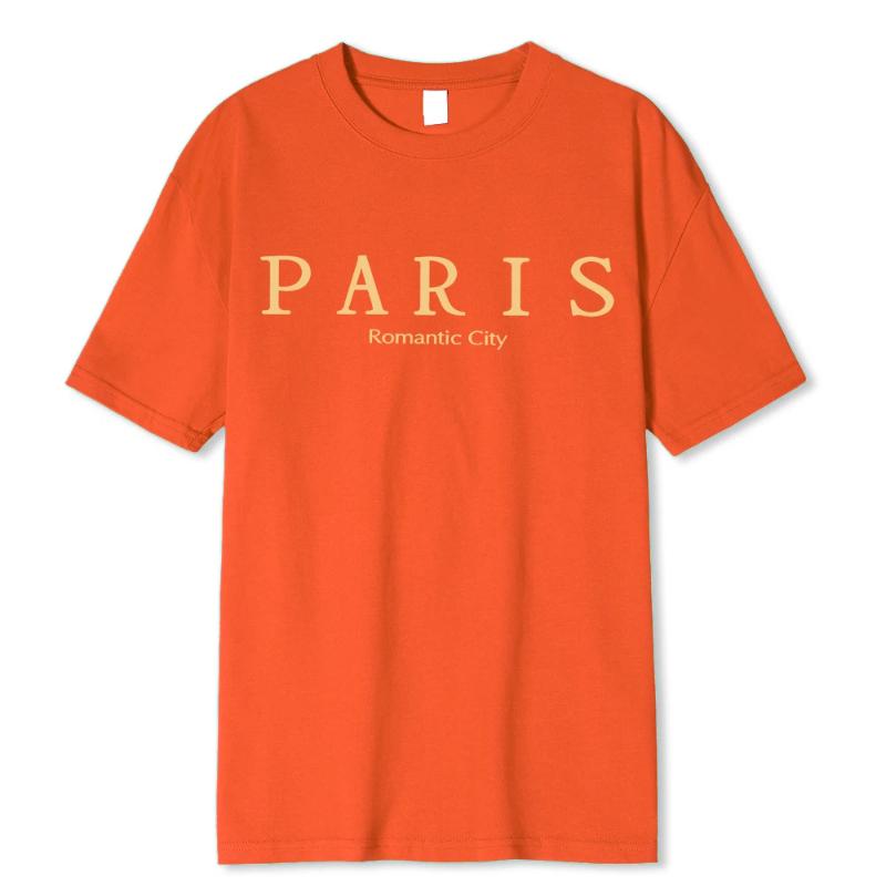 Paris Romantic City Letter Graphic Print Tees Men T-Shirt Summer Loose Clothing Loose Cotton Oversize Tshirt Street Soft Tops