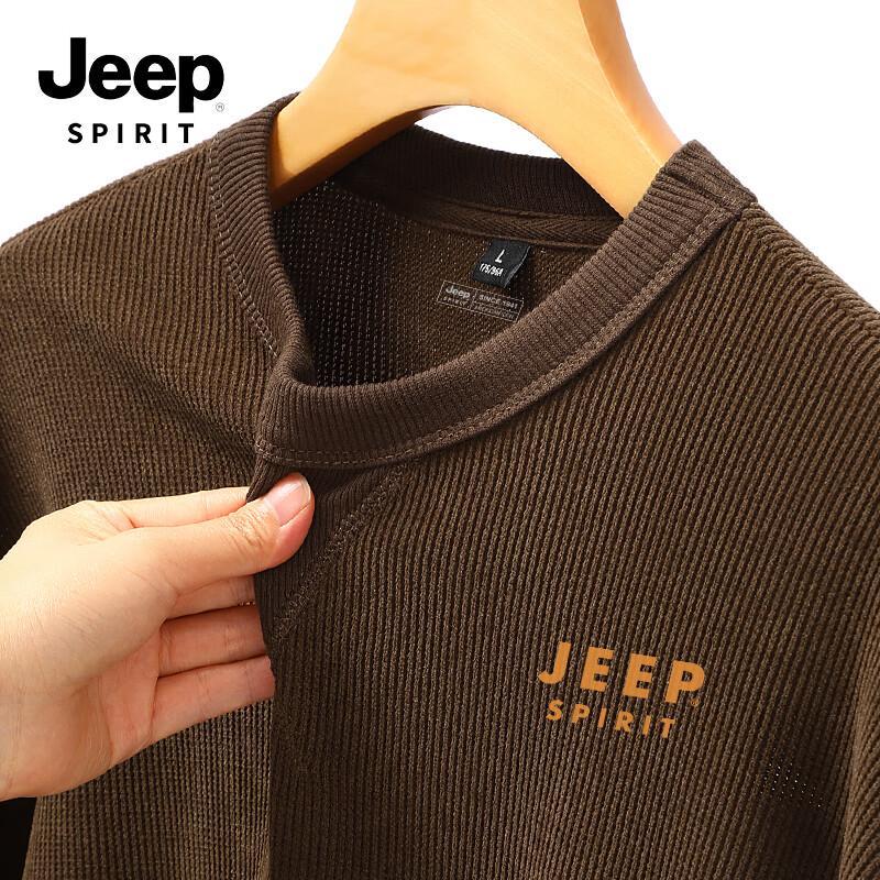 JEEP SPIRIT Men's Reinforced Collar Round Neck Sweatshirt