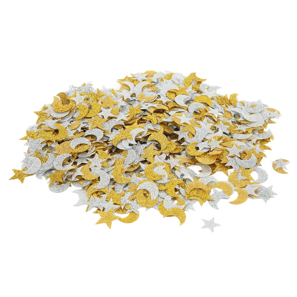 2 Bags Flash Moon and Star Confetti Hand Crafted Plastic Star Moon Confetti Simple Generous Color