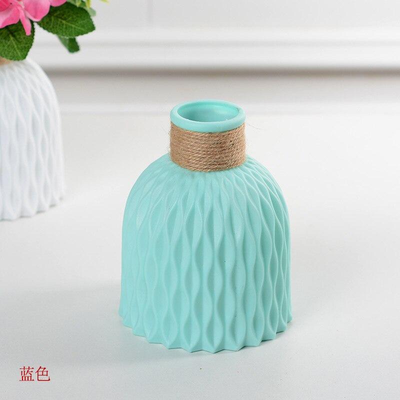 Nordic Flower Plastic Vase White Imitation Ceramic Flower Pot Water Ripples Vase Home Basket Decor for Flower Decoration