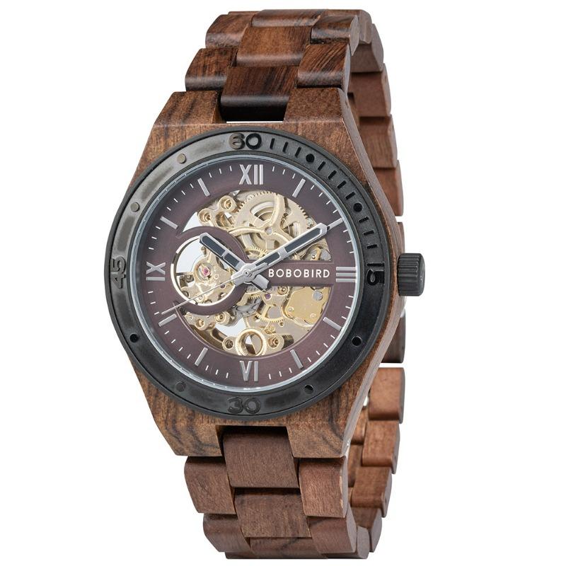 BOBOBIRD Leisure Sports Wood Watch Men's Stainless Steel Back Cover Multifunctional Men's Watch