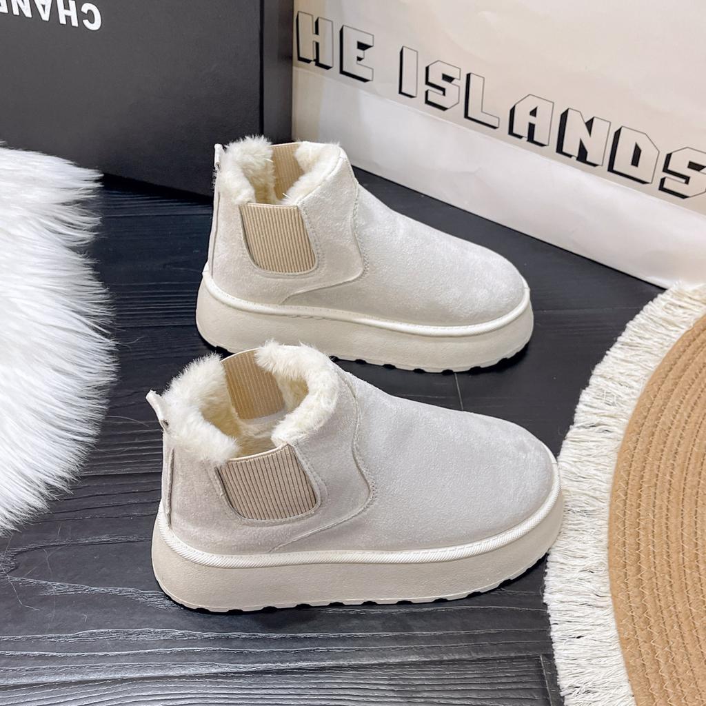 Winter Women Platform Boots Thermal Snow Boots Fur Lined Elastic Ankle Warm Short Boots New Slip Resistant Cold Shoes for Women