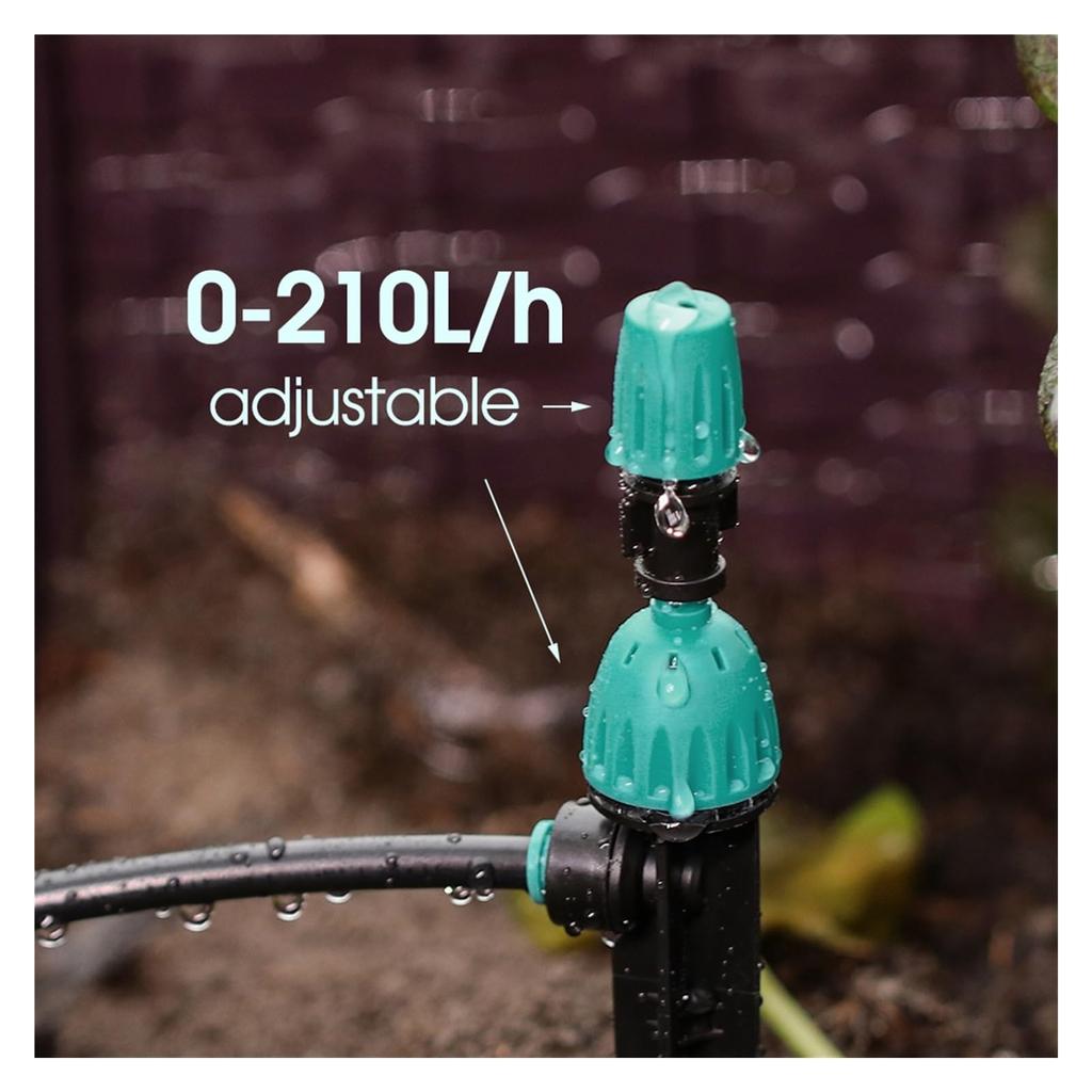 2 in 1 Drip Irrigation Transmitter and Atomizing Nozzle for 1/4 Inch Pipe, 360 Degree Flow Dropper for Garden Irrigation