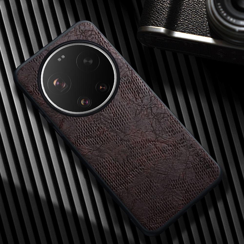 Чехол для Xiaomi 17 Ultra Pro Max Xiaomi 15 14 Ultra Pro Роскошный треснувший чехол из искусственной кожи для телефона Xiaomi 17 Ultra Xiaomi 17 Ultra кофейный