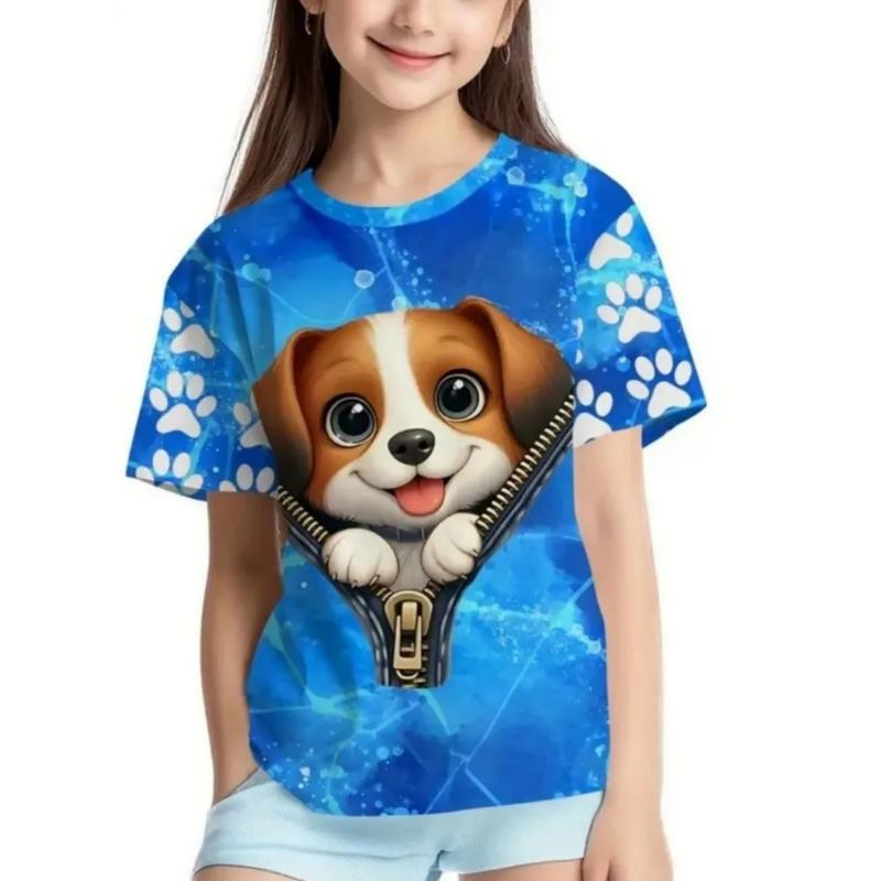 Fashion Children's Clothing Crew Neck Short Sleeve 3D Casual Color Printing Casual Short Sleeve Crew Neck T-Shirt