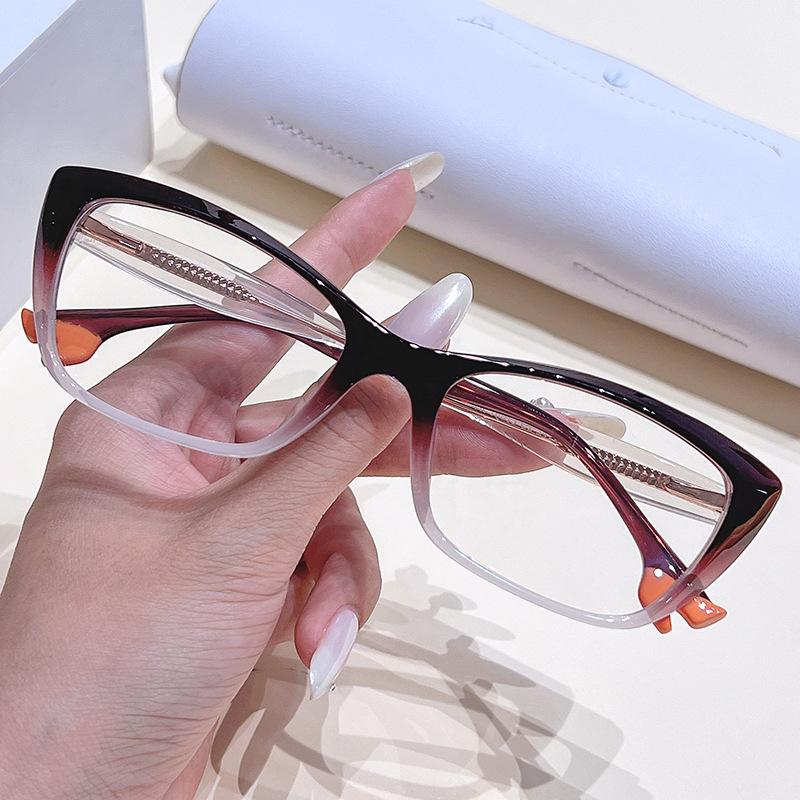 Fashion Cat Eye Reading Blue Light Glasses Women Gradient Green Casual Eyeglasses Spring Hinge Optical Prescription Glasses