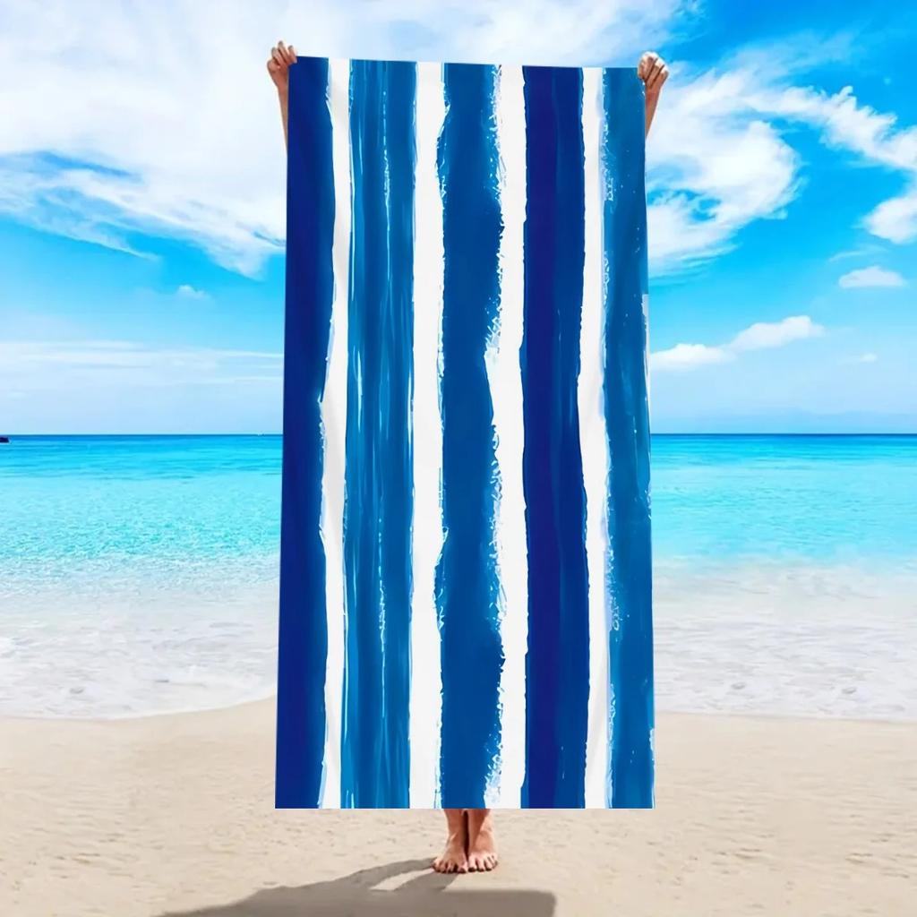 Plus Size Geometric Beach Towel Oversized Wavy Striped Bath Towel Quick Dry Sand Free Swimming Pool Travel Mat Summer Seaside