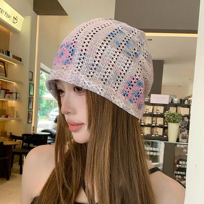 Xikong Lightweight Pile Hat for Women Sweet Shopping Breathable Pullover Cold Hat Japanese Style Literary and Versatile Knitted Hat