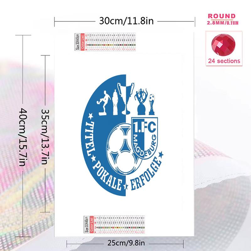 1.FC Magdeburg Pattern 3pcs 100% Round Full Drill 5D DIY Diamond Painting Embroidery Cross Stitch Rhinestone Décor