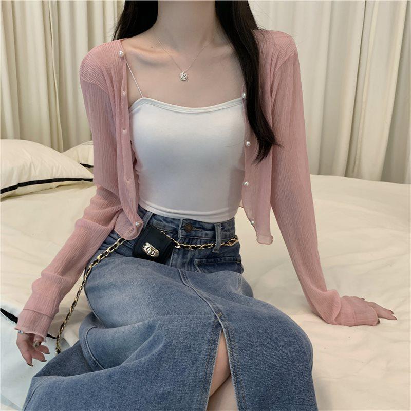 Women's French Sheer Mesh Sun Protection Cardigan - Lightweight Summer Shawl