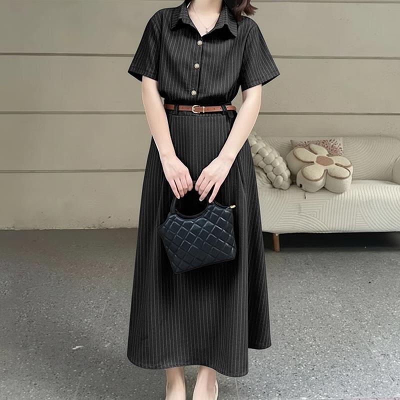 ZANZEA Women Short Sleeve Blouse and Long Skirts Casual Stripr Print Two Piece Sets