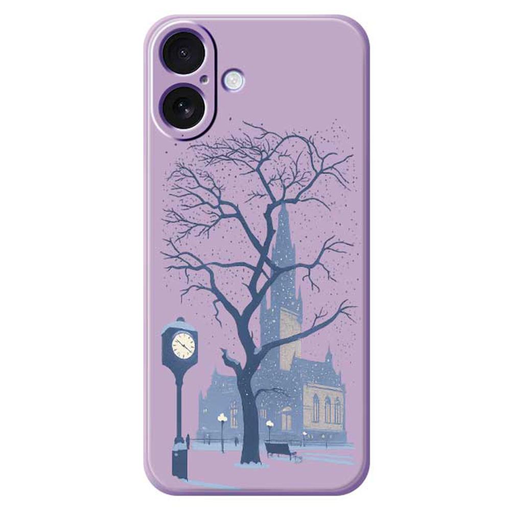 For iPhone 17 Case Street Outside The Castle Pattern Printing Straight Edge TPU Phone Back Cover