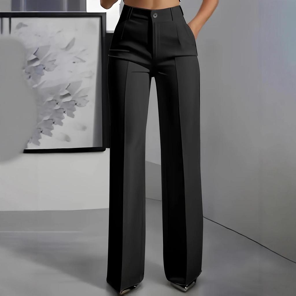Women's 2026 High-Waisted Drapey Straight Suit Trousers