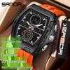 Sanda Men's Luminous Waterproof Electronic Watch with Snooze & 3 Time Zones - Casual Fashion