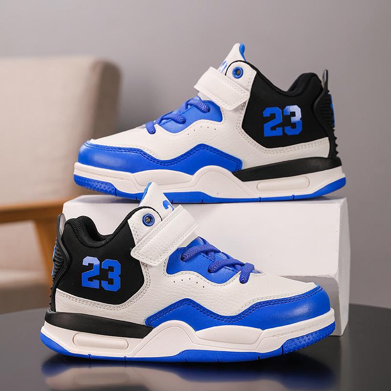 Boys' High-Top Leather Basketball Shoes - 2025 Winter Collection for Primary & Older Students