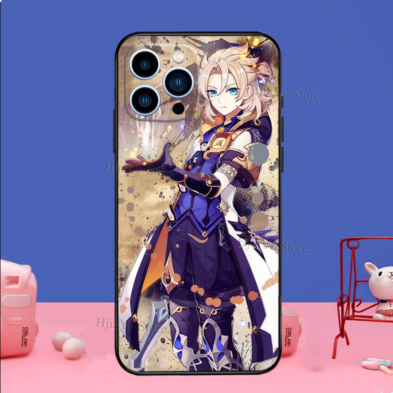Genshin Impact Albedo Phone Case For iPhone 16 15 11 12 13 14 Pro Max Mini X XS XR Plus SE2 Funda Coque Capa Cover
