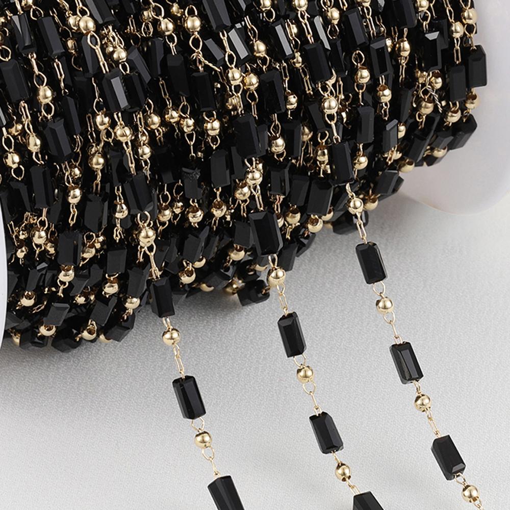 1Meter KC Gold Cuboid Cube Beads Chains Bohemian Necklace Chain for Choker Bracelets Handmade Jewelry Making DIY Accessories