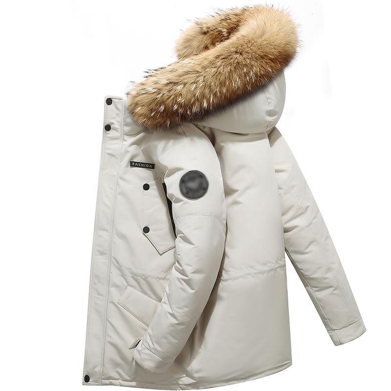 Men`s Hooded Puffer Jacket Faux Fur