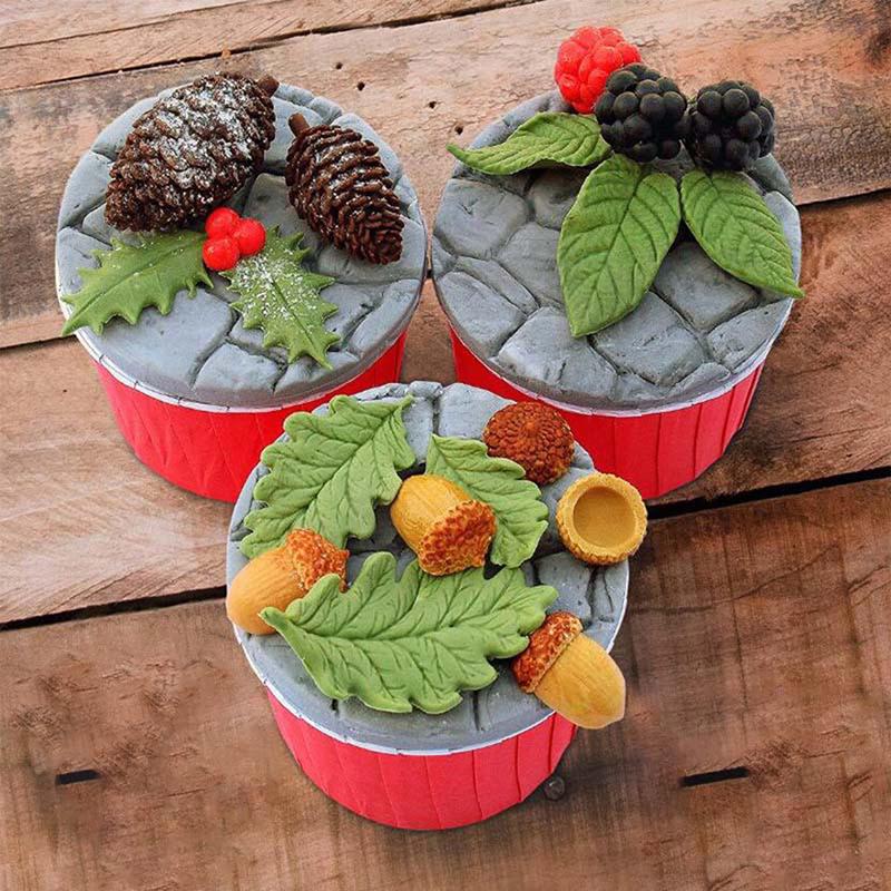 Brombeere & Eichenblätter Silikonform Fondant Kuchenform Kuchen Dekorationswerkzeuge
