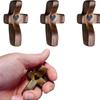 Black Walnut Thumb Cross – Handheld Solid Wood Craft for Easter, Church, Palm Prayer Piece