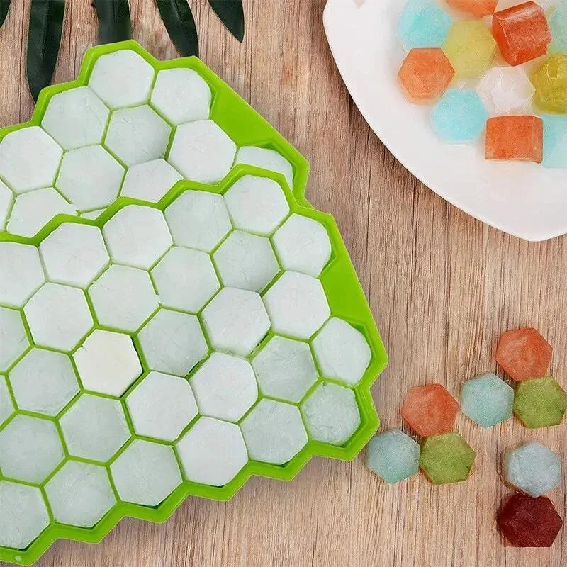 1pcs Green Honeycomb 37 Lattice Cube Tray Maker Without Lid DIY Ice Mold Ice Cube Mold Silicone Ice Grid Ice Making Film Tool