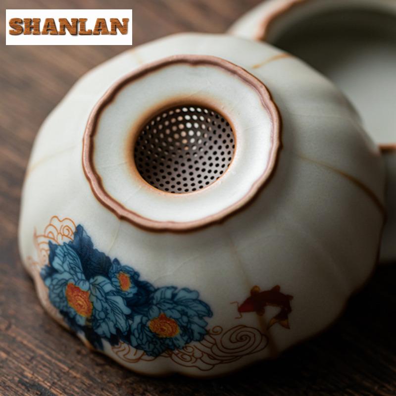 Ru Kiln Gracked Glaze Great Wealth Tea Separator Infusor Elegant Tea Strainer Dispenser Tea Maker Tea Filter Teaset Ornaments