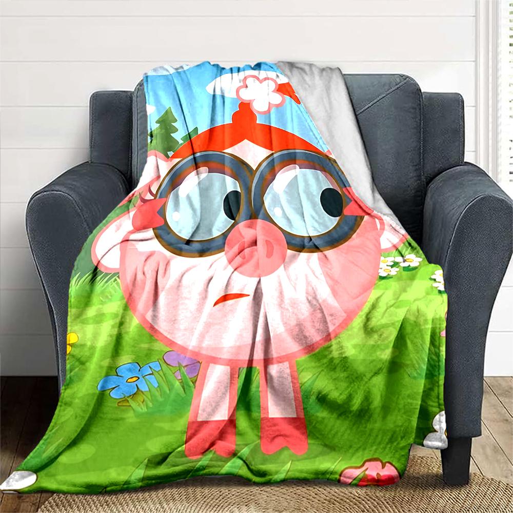 1Pc Cute Cartoon Character KikoRiki Blanket Soft Comfortable Polyester Blanket All Season Warm Throw Bedroom Office Outdoor Use Perfect Christmas Gift