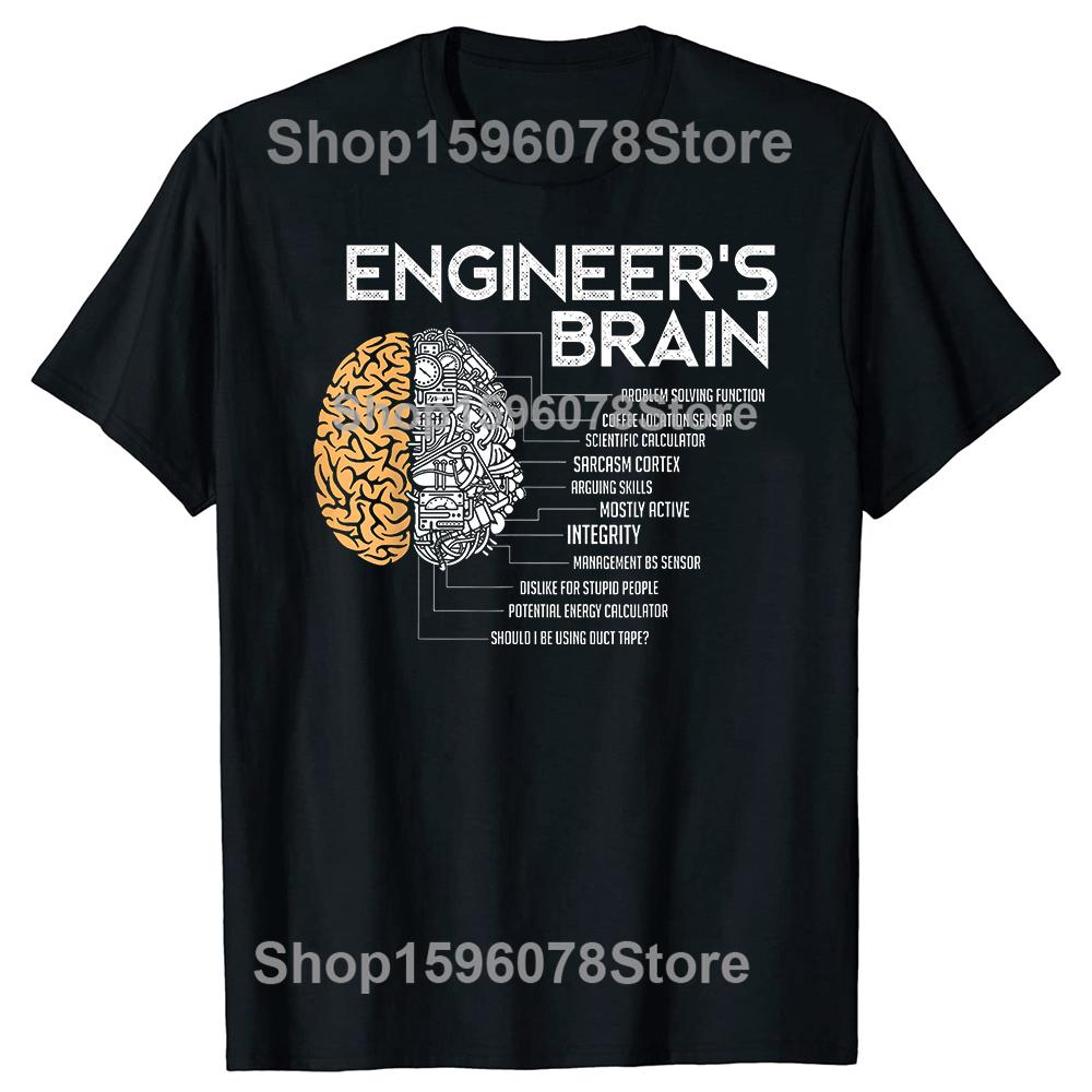 Funny Engineers Brain Graphic 100 Cotton Tshirts Men Fashion Print Tshirt Loose Oversized Streetwear Hip Hop Unisex T Shirt