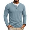 Herbst Winter Herren Fake Two-Piece Langarm Henley T-Shirt Waffel Casual Basisschicht T-Shirts Amerikanischer Stil Oberteile