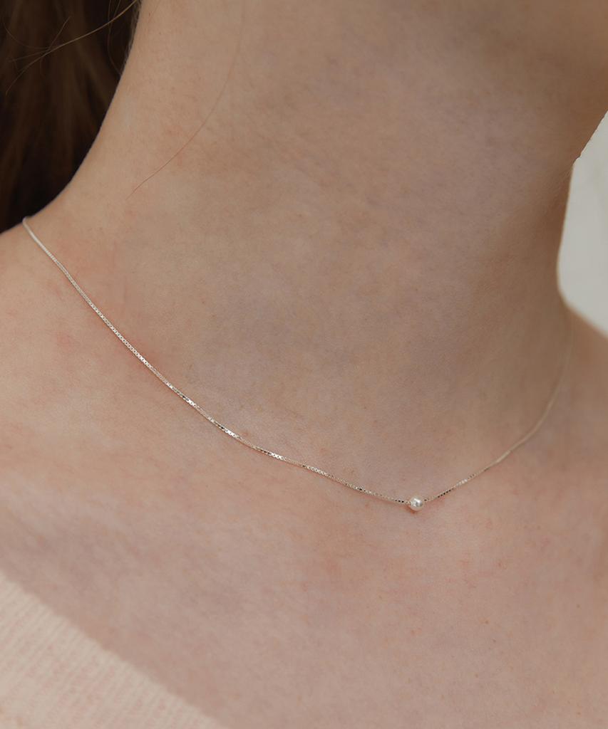 Tatiana (Silver 925) Only Pearl Box Chain Necklace Nz2165