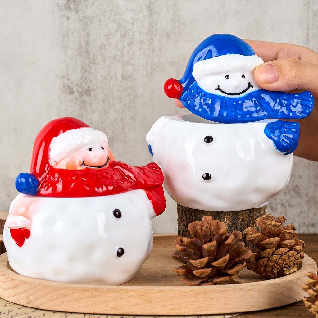 3D Snowman Candle Jar Silicone Mold DIY with Lid Christma Ornament Plaster Molds Concrete Resin Storage Box Craft Making Home De