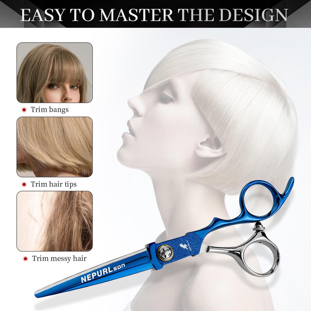 6.0 Inch Blue Vg10 Hairdressing Scissors Barber Scissors Flat Cut Bangs Scissors For Hairstylists