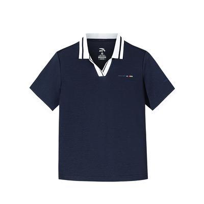 Life Series Color Block Soft Comfortable Breathable Versatile Short Sleeve Polo Shirt Women Tops Zeus-Blue 162538120-2