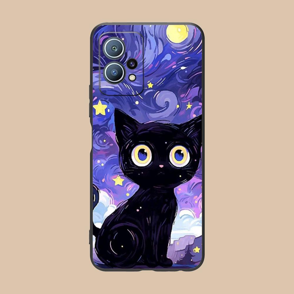 Luna Mond Katze Handyhülle für Huawei P60 P50 P40 P30 P20 P10 P9 P8 Pro Lite Plus Bunte Druckabdeckung Cover Smartphone