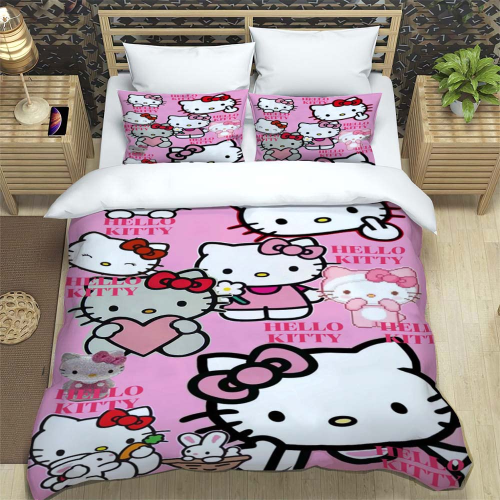 

This adorable Hello Kitty printed bedding set, including a duvet cover and pillowcases, makes a wonderful gift. 135x200cm