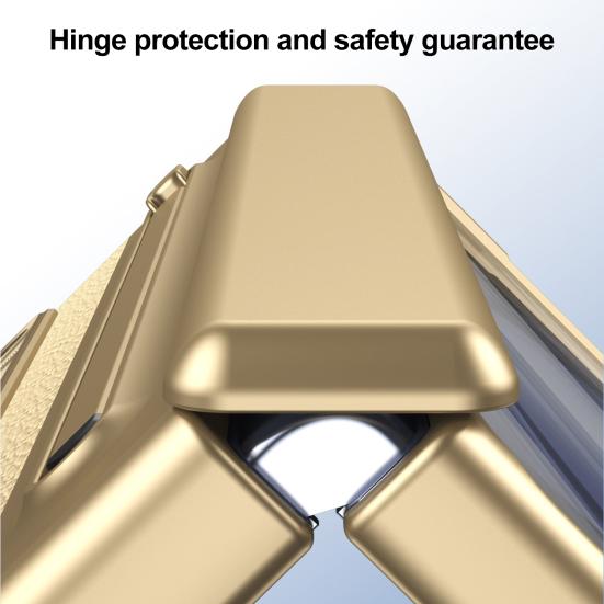 Phone Case for Samsung Z Fold 6 PC Shell with Pen Slot Spring Hinge Protection & Integrated Kickstand Full-Body Cover with Tempered Glass Screen Guard