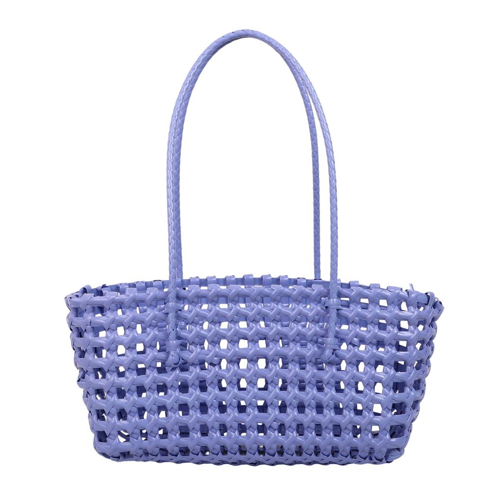 Stylish and simple handbag summer new woven striped hollow bag storage basket pastoral vegetable basket shoulder bag