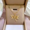 Titanium Steel Micro-Inlaid Gold Plated Women's Lucky Bead Necklace - Trendy Clavicle Chain Accessory