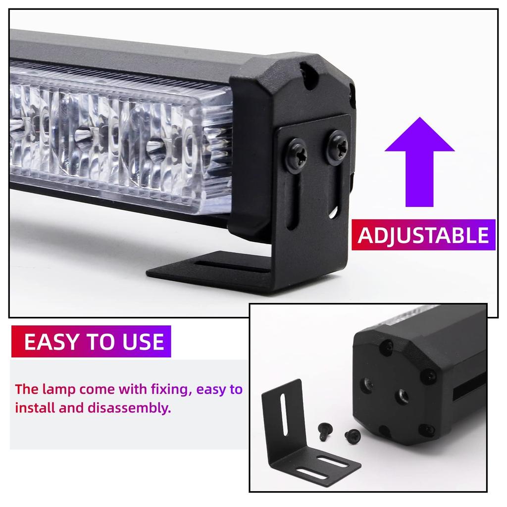 Super Bright 12V LED Strobe 2 X 6 Warning Light for Emergency Flashing Flashing and Steady 2 High with Universal for and Cars Light, LEDs, 2-in-1