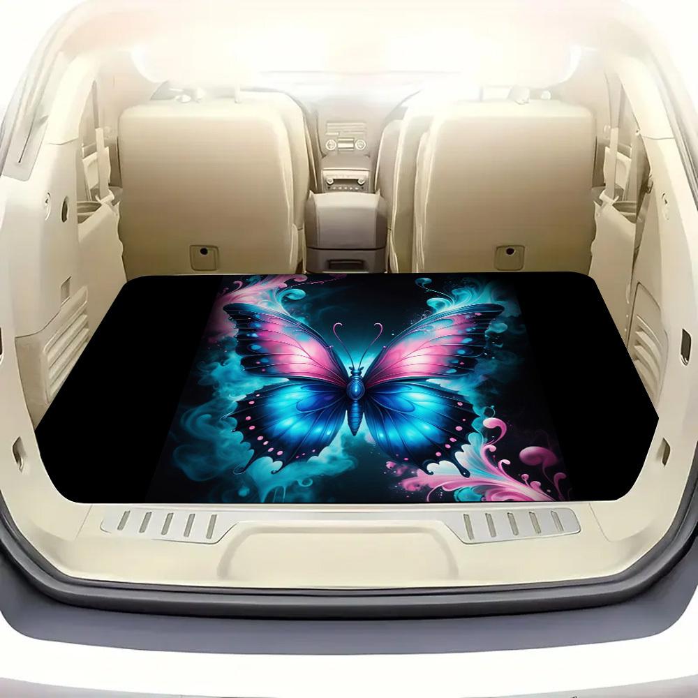 1Pcs Colorful Butterfly Print Car Trunk Mat with Anti Slip Cargo Liner Waterproof Rear Storage Protector Floor Mat for SUV Sedan