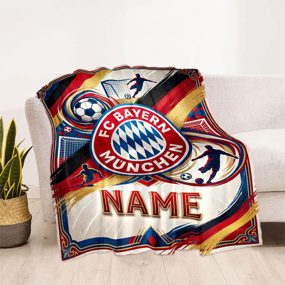 Bayern Munich Soccer Poster Personalized Text Blanket Throw Personalized Blanket Soft & Cozy Suitable for Livingroom Sofa Nap Bedding
